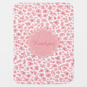 Personalized Pink Leopard Print Baby Blanket