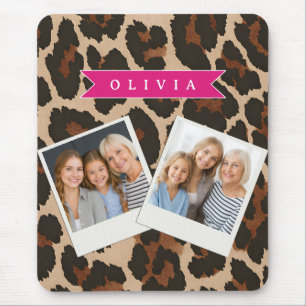 Personalized Pink Leopard Print Chic Animal Print Mouse Pad