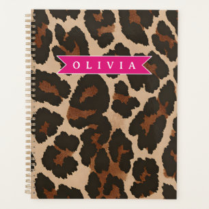 Personalized Pink Leopard Print Chic Animal Print Planner