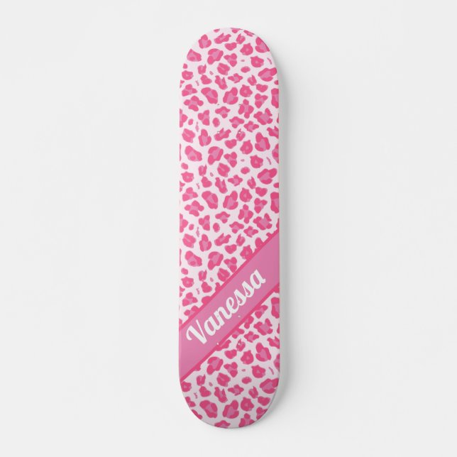 Personalized Pink Leopard Print - Girls  Skateboar Skateboard (Front)