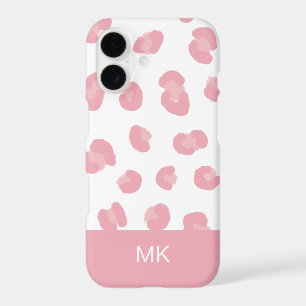 Personalized Pink Leopard Print Monogram iPhone 17 Case