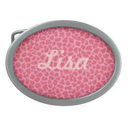 Personalized Pink Leopard Skin Belt Buckle