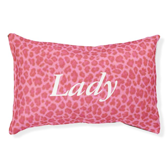 Personalized Pink Leopard Skin Dog Bed (Front)