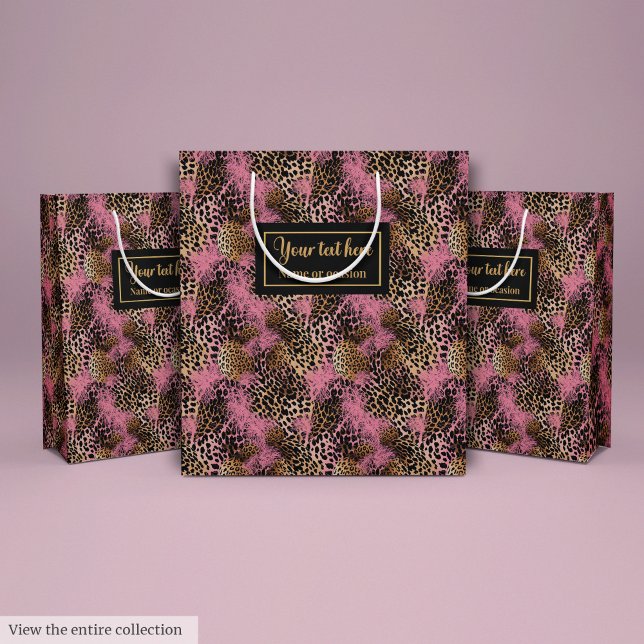 Personalized pink leopard skin luxury gift wrap medium gift bag (Personalized pink leopard skin luxury gift wrap Medium Gift Bag)