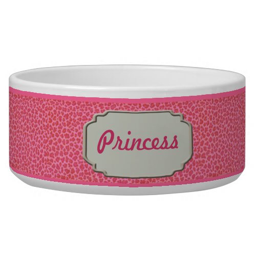 Personalized Pink Leopard Skin Pet Bowl