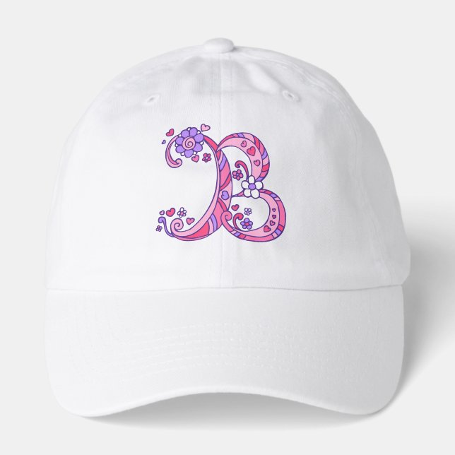 Personalized pink letter B and name Hat (Front)