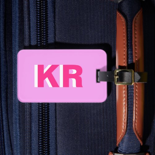 Personalized Pink Lilac Block Letter Monogram Luggage Tag