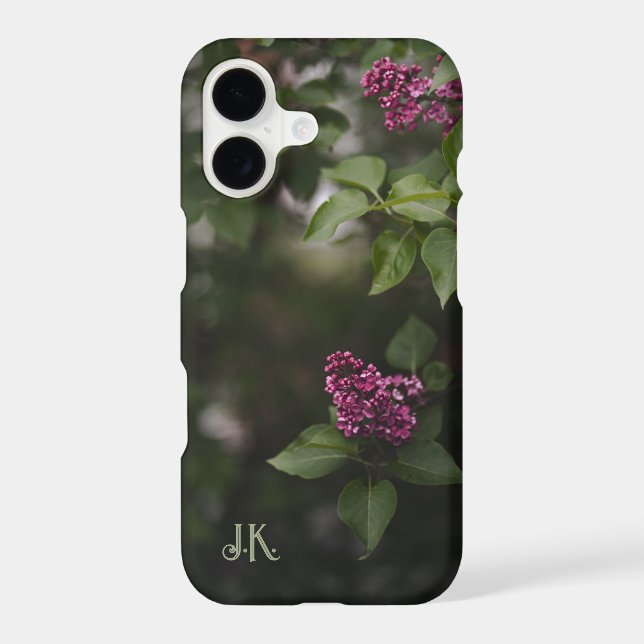 Personalized Pink Lilac Floral Monogram Iphone Case (Back)