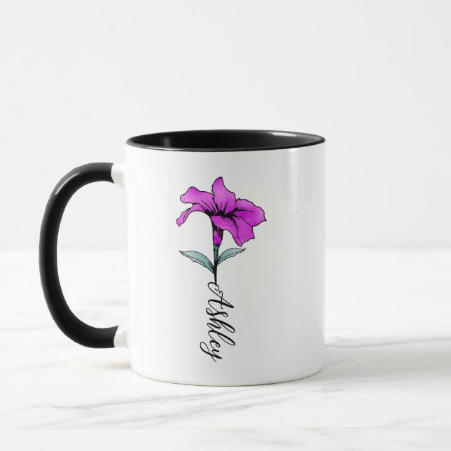 Personalized Pink Lily Flower Mug (Left)
