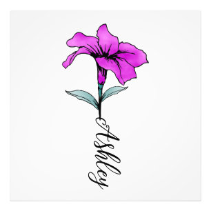 Personalized Pink Lily Flower Photo Print