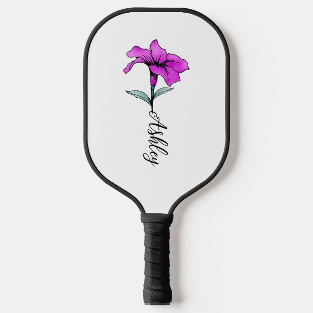 Personalized Pink Lily Flower Pickleball Paddle (Front)