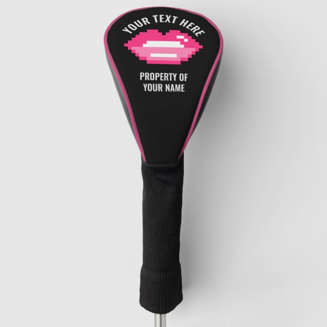 Personalized pink lips golf driver cover for women (Front)