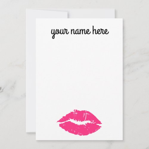 Personalized Pink Lips Notecards