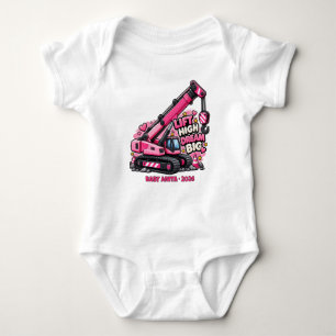 Personalized Pink Little Crane Baby Bodysuit