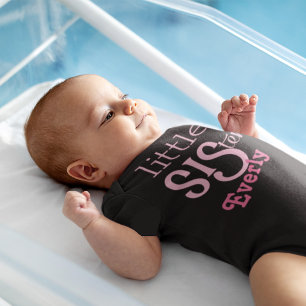 Personalized Pink Little Sister Baby Bodysuit