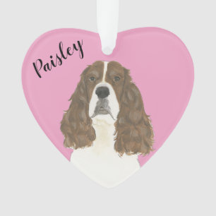 Personalized Pink Liver White English Springer Ornament