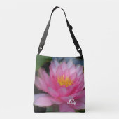 Personalized Pink Lotus Flower Water Lily Crossbody Bag (Back)