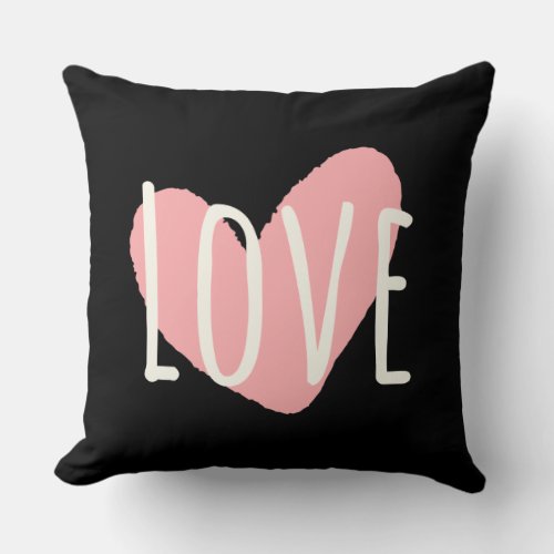 Personalized Pink Love Heart Throw Pillow