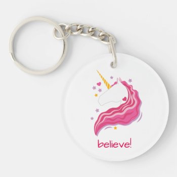 Personalized Pink Magical Unicorn Keychain by PersonalizationShop at Zazzle