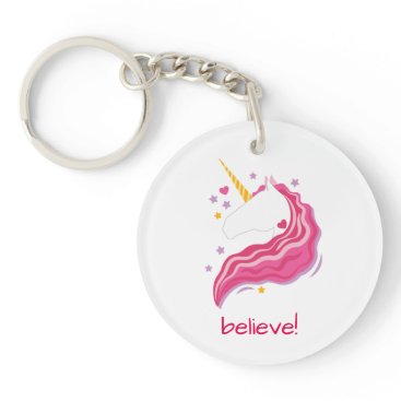 Personalized Pink Magical Unicorn Keychain