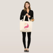 Personalized Pink Magical Unicorn Large Tote Bag (Front (Model))