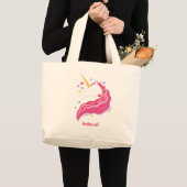 Personalized Pink Magical Unicorn Large Tote Bag (Front (Product))