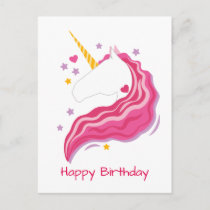 Personalized Pink Magical Unicorn Postcard