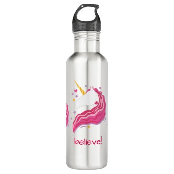 Personalized Pink Magical Unicorn Stainless Steel Water Bottle by PersonalizationShop at Zazzle