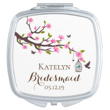 Personalized Pink Magnolia Branch Bridesmaid Gift