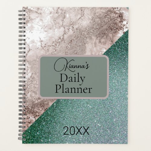 Personalized Pink Marble Minty Green  Planner