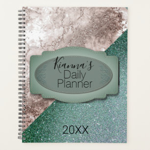 Personalized Pink Marble Minty Green  Planner