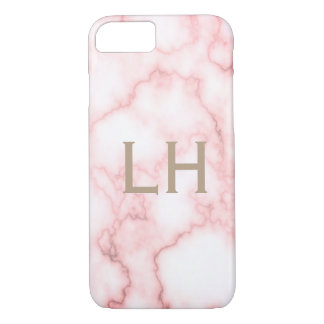 Personalized Pink Marble Monogram iPhone 8/7 Case