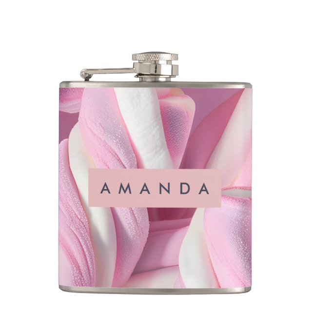 Personalized Pink Marshmallow Twist  Flask (Front)