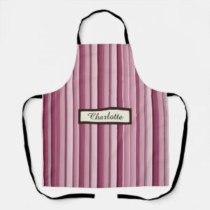 Personalized Pink Mauve Stripes All Over Print Apron