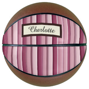 Personalized Pink Mauve Stripes Basketball