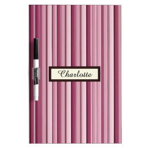 Personalized Pink Mauve Stripes Dry Erase Board
