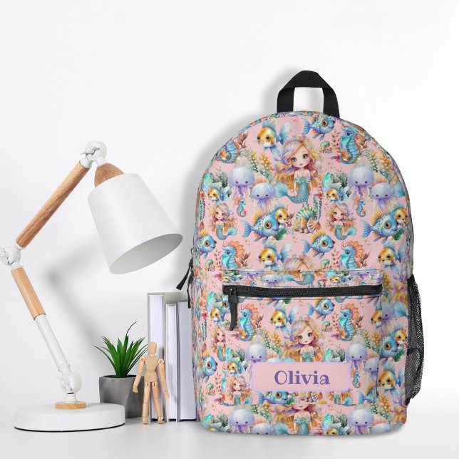 Personalized Pink Mermaid Backpack (Creator Uploaded)