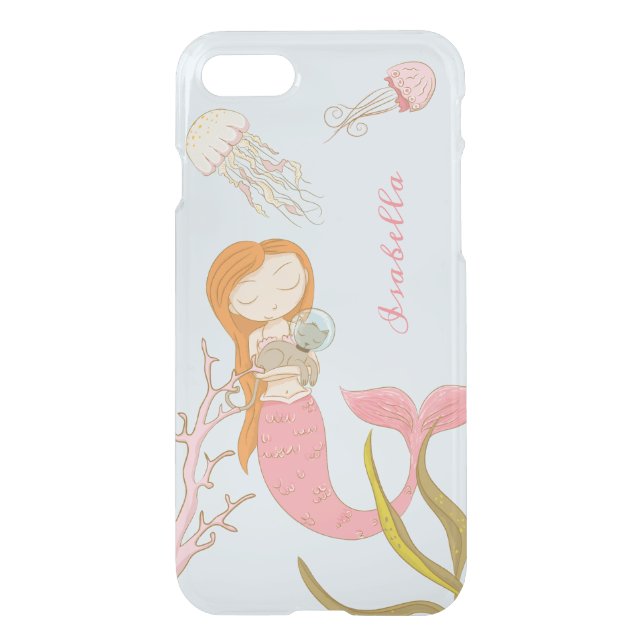 Personalized Pink Mermaid Ocean Clear iPhone case (Back)