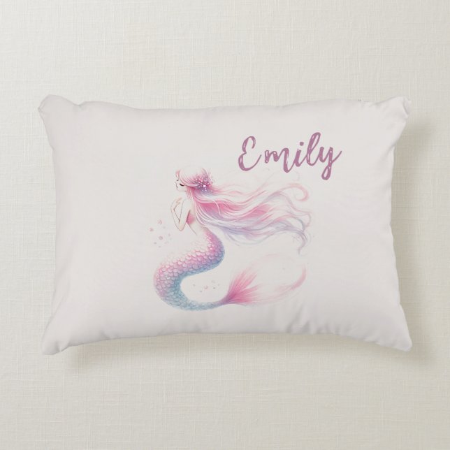Personalized Pink Mermaid Pillow (Front)