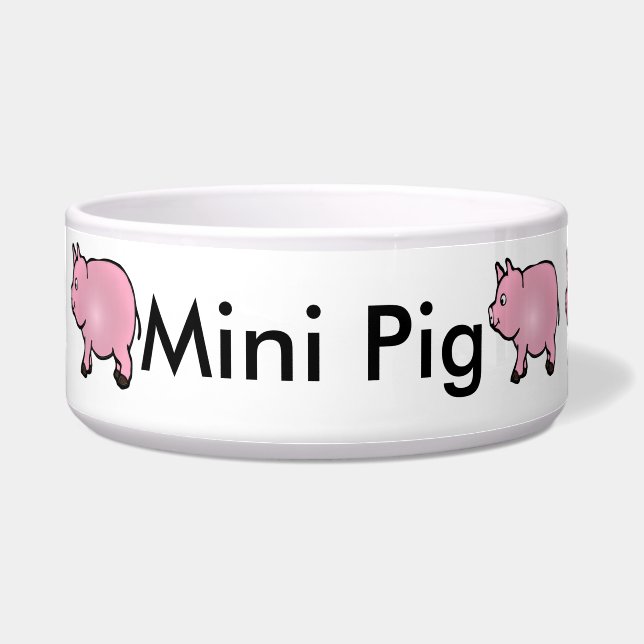 Personalized Pink Mini Pig Bowl (Front)