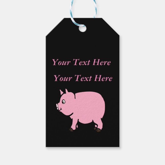 Personalized Pink Mini Pig Gift Tags (Front)