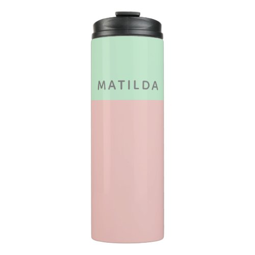 Personalized Pink Mint Geometric Color Block Thermal Tumbler