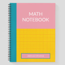 Personalized Pink Modern School Math Graph Paper Notebook