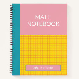 Personalized Pink Modern School Math Graph Paper Notebook