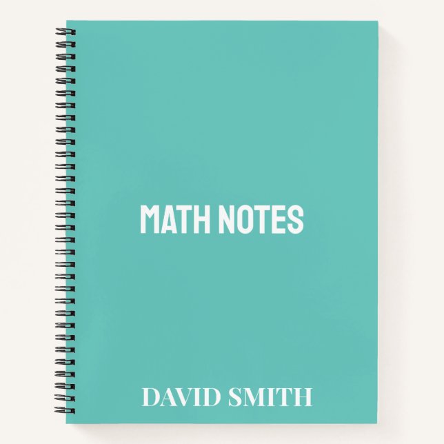 Personalized Pink Modern School Math Notes  Notebook (Front)
