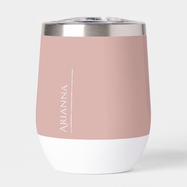Personalized pink modern  thermal wine tumbler (Front)