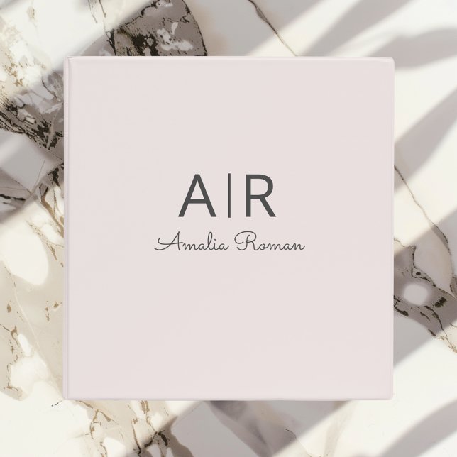 Personalized Pink Monogram 3 Ring Binder (Creator Uploaded)