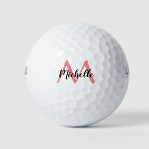 Personalized Pink Monogram Add Name Golf Balls