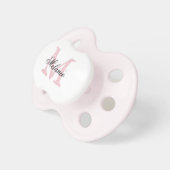 Personalized pink monogram baby pacifier for girl (Front Right)