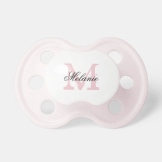 Personalized pink monogram baby pacifier for girl